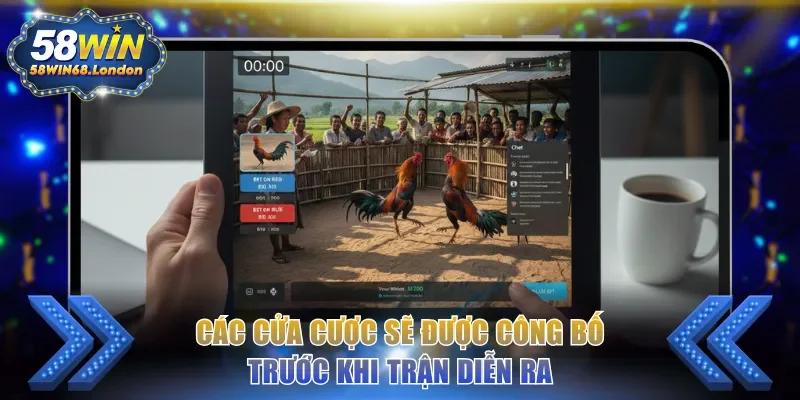 Các cửa cược sẽ được công bố trước khi trận diễn ra