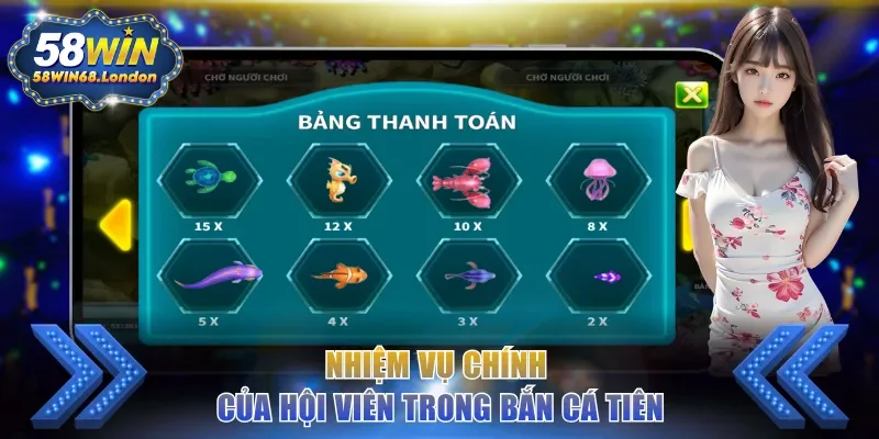 Nhiệm vụ chính của hội viên trong săn cá Tiên 58WIN